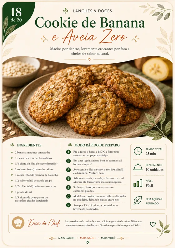 Cookie de Banana e Aveia Zero