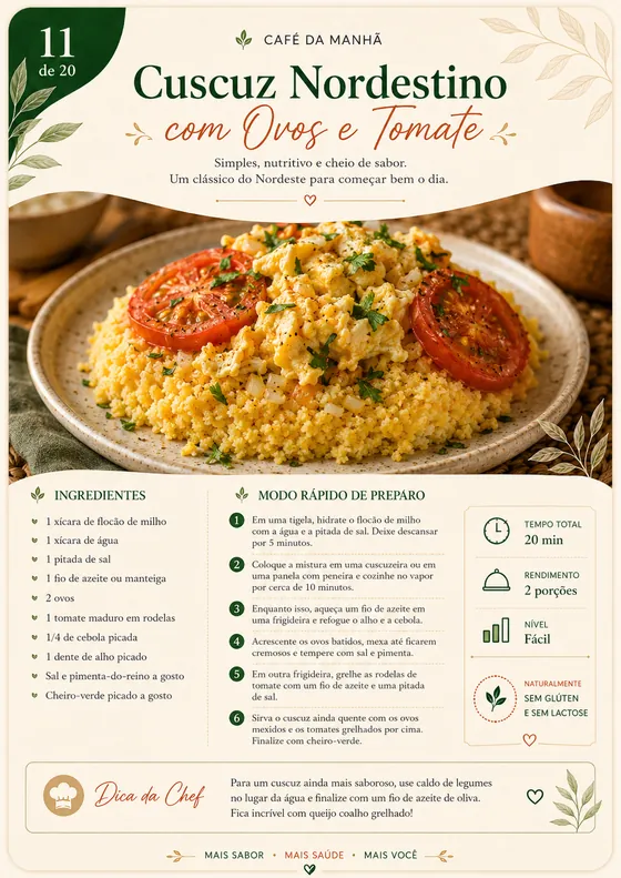 Cuscuz Nordestino com Ovos e Tomate